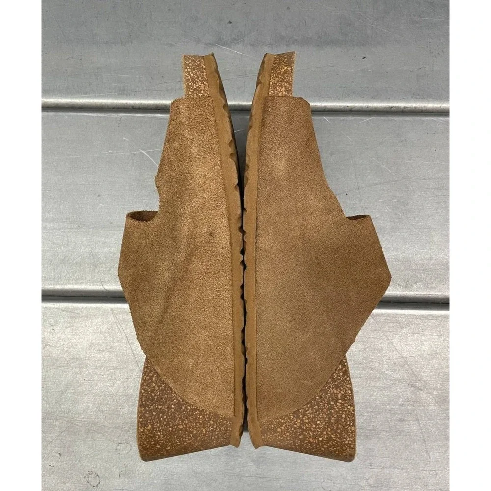 Yokono Wedge‎ Sandals Womens 9 Brown Suede Leather Cork Heel